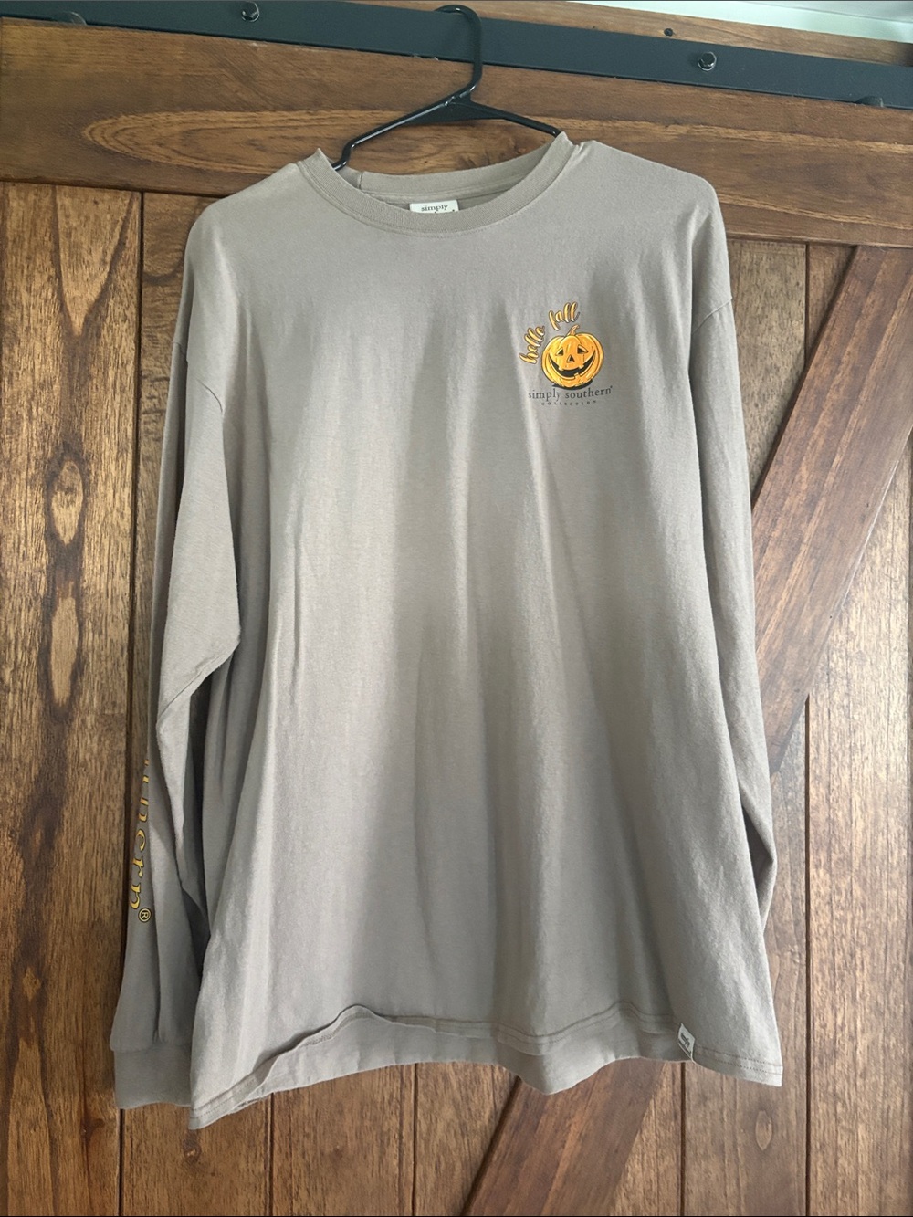 Simply Southern Tan Long Sleeve Pumpkin Spice Checklist Shirt
